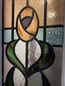 Mackintosh stained glass door panels, Market Harborough