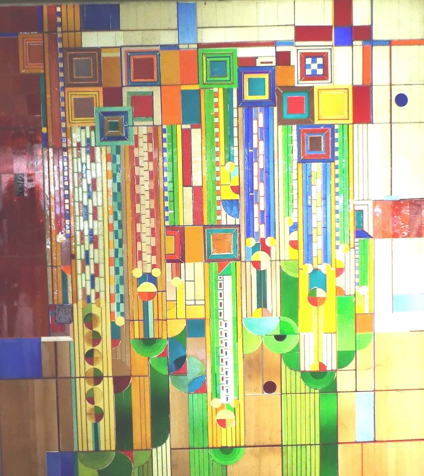 Frank Lloyd Wright saguaro stained glass window at the Arizona Biltmore