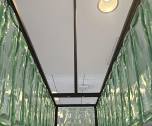 Bottle shaped glass seen from below