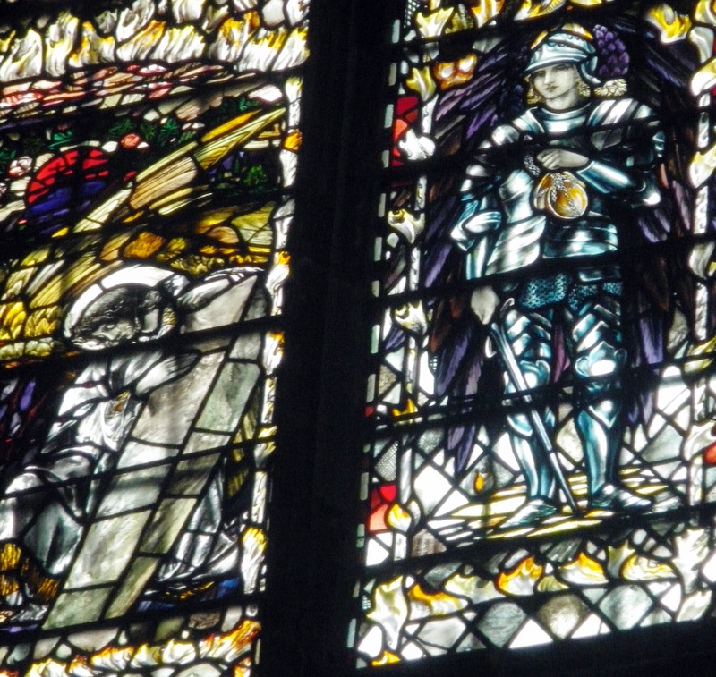 Detail of the 1902 window by Christopher Whall in Canterbury Cathedral