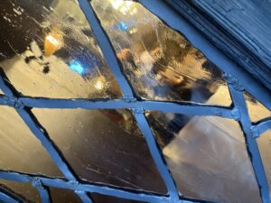 Diamond leaded lights close up