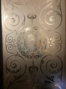 Ornate Scrollwork Panel, Acid Etched Glass