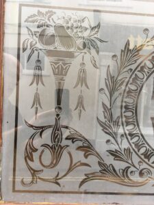 Etched panel with torch fruit and foliage detail