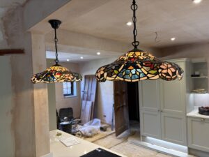 Floral Pendant Lamps, Tiffany-Style Stained Glass