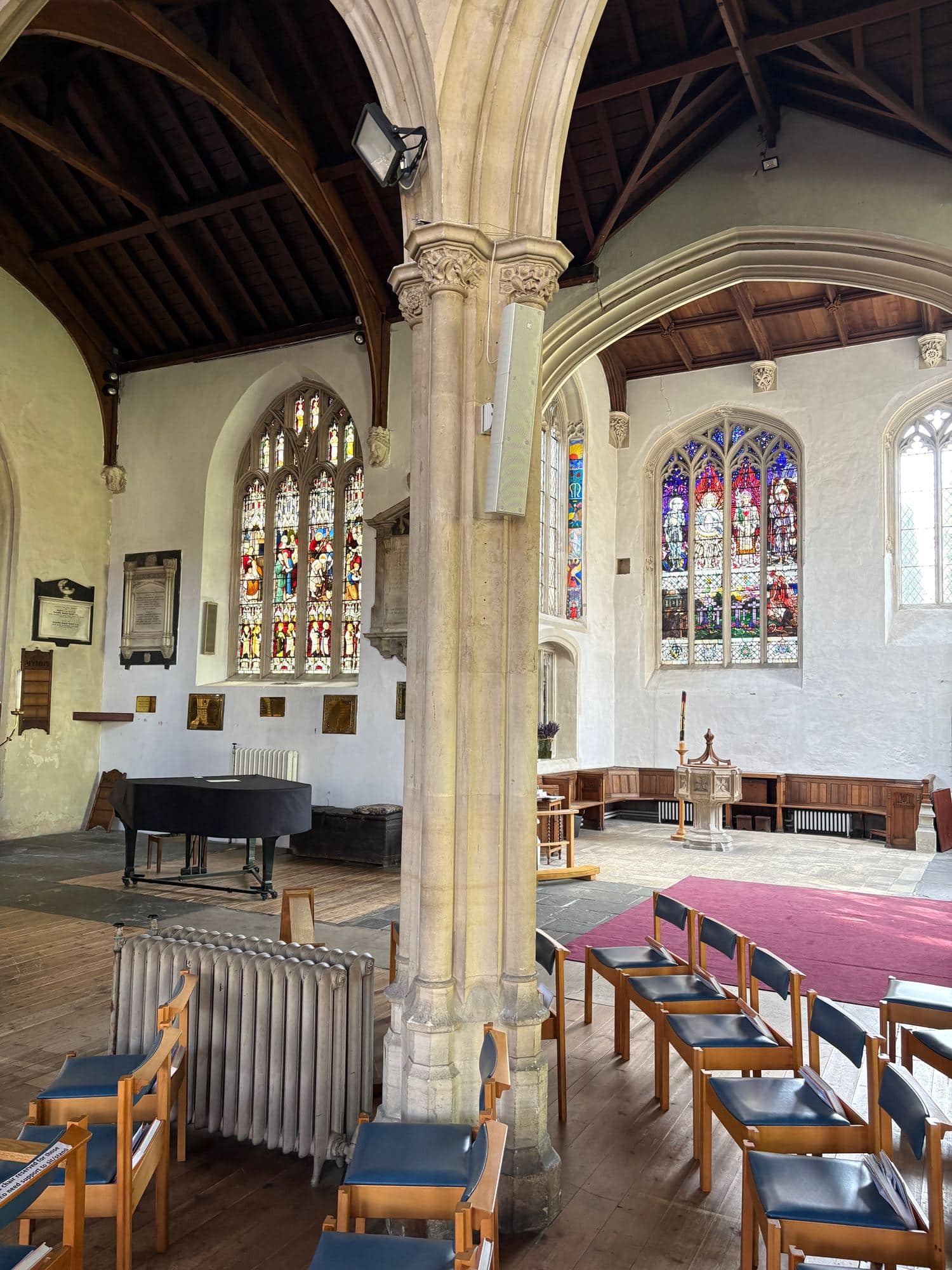 Nave arcade and aisle windows looking east, Chippenham