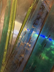 Painted agave glass wall close up of colour