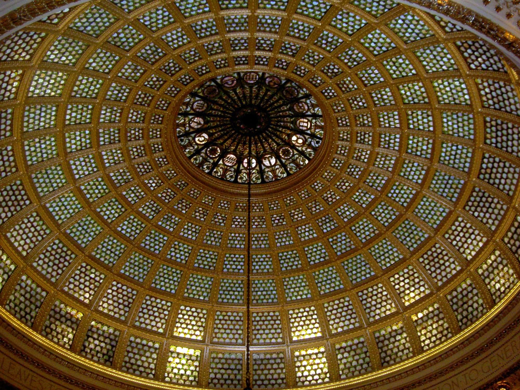 The Tiffany glass dome in the Chicago Cultural Center